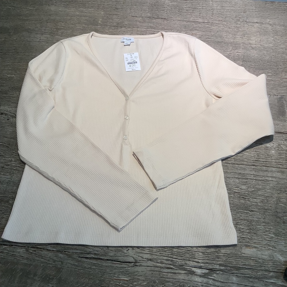 J Crew Long Sleeve Henley, Size L